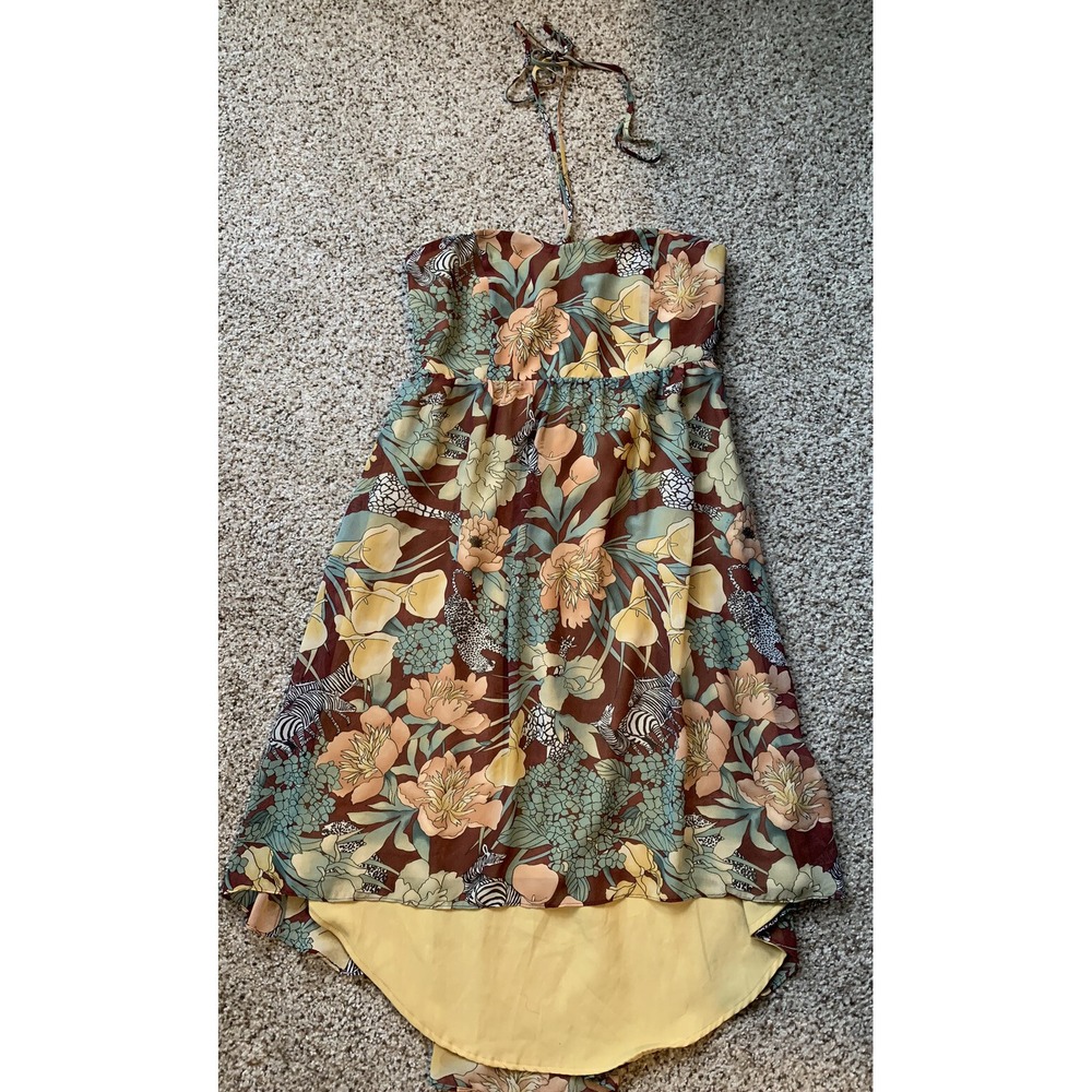 Urban Outfitters Kimchi Blue Safari Animal & Floral Dress Size Medium High Low